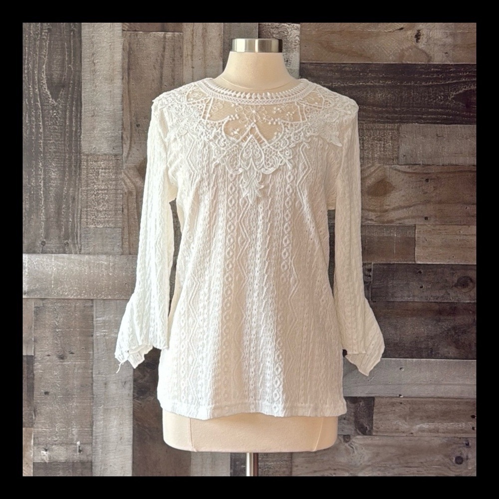 White lace peasant top medium boho angelic coquette romantic cottagecore boho